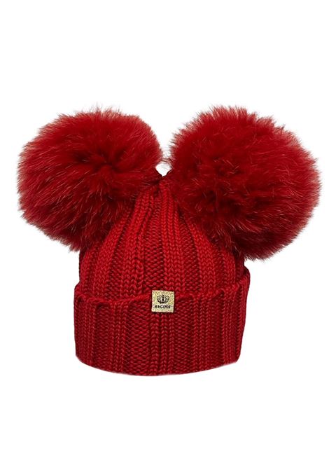 Berretto in lana con due pompon REGINA | 40100ROSSO