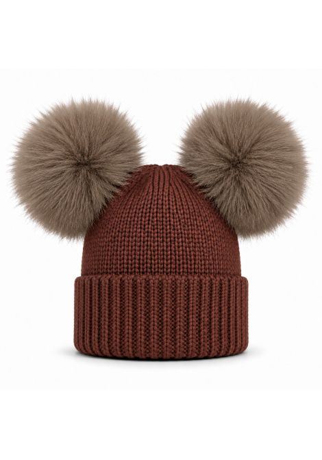 Cappello con due pompon REGINA | 60099MATTONE