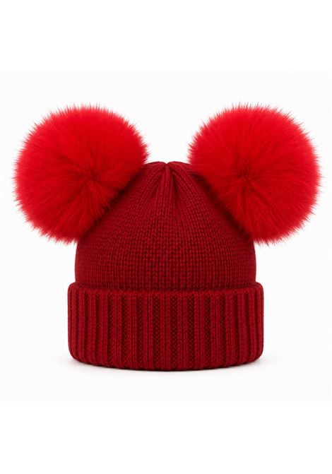 Cappello con due pompon REGINA | 60099ROSSO