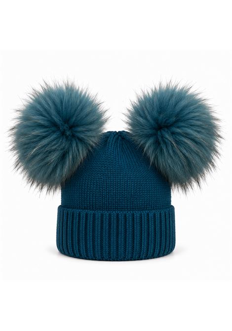 Cappello con due pompon REGINA | 60100PETROLIO